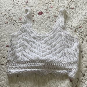 White laced up the back crop top